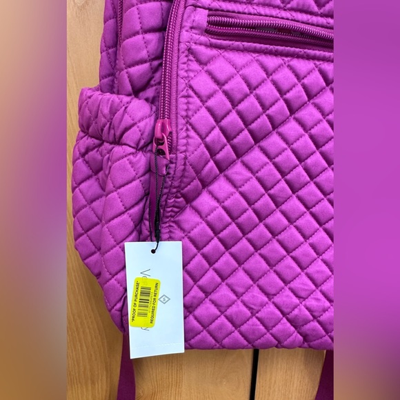 Vera Bradley Quilted Campus Backpack School Book Bag - Dark Raspberry Solid Pink - Picture 5 of 16
